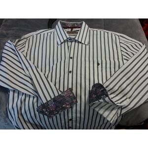 Patrick James Mens Long Sleeve button‎ down dress shirt XL 43-44, 17.5 neck